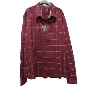 Coofandy Men’s 3XL NWT Windowpane Long Sleeve Button Down Cotton Dress Shirt
